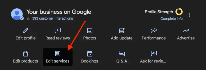 How to edit services on Google Business Profile