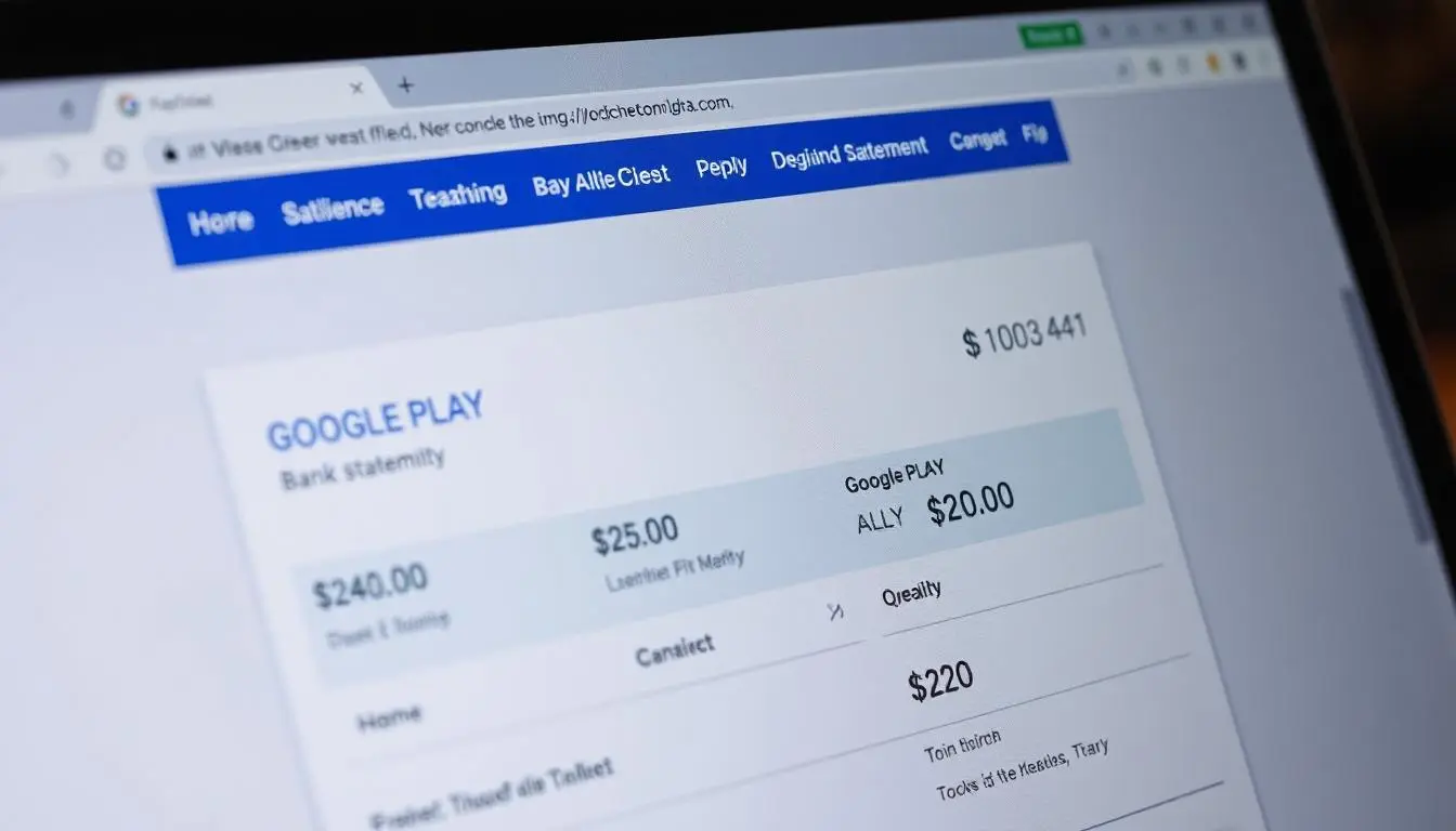 A charge for GOOGLE PLAY on a bank statement