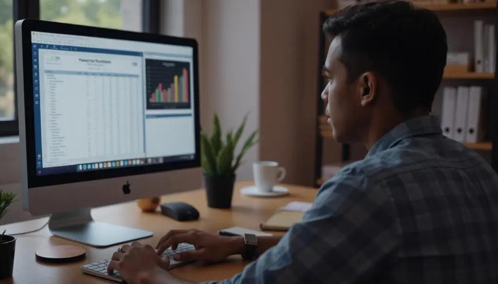A Marketer working on a spreadsheet for their business.