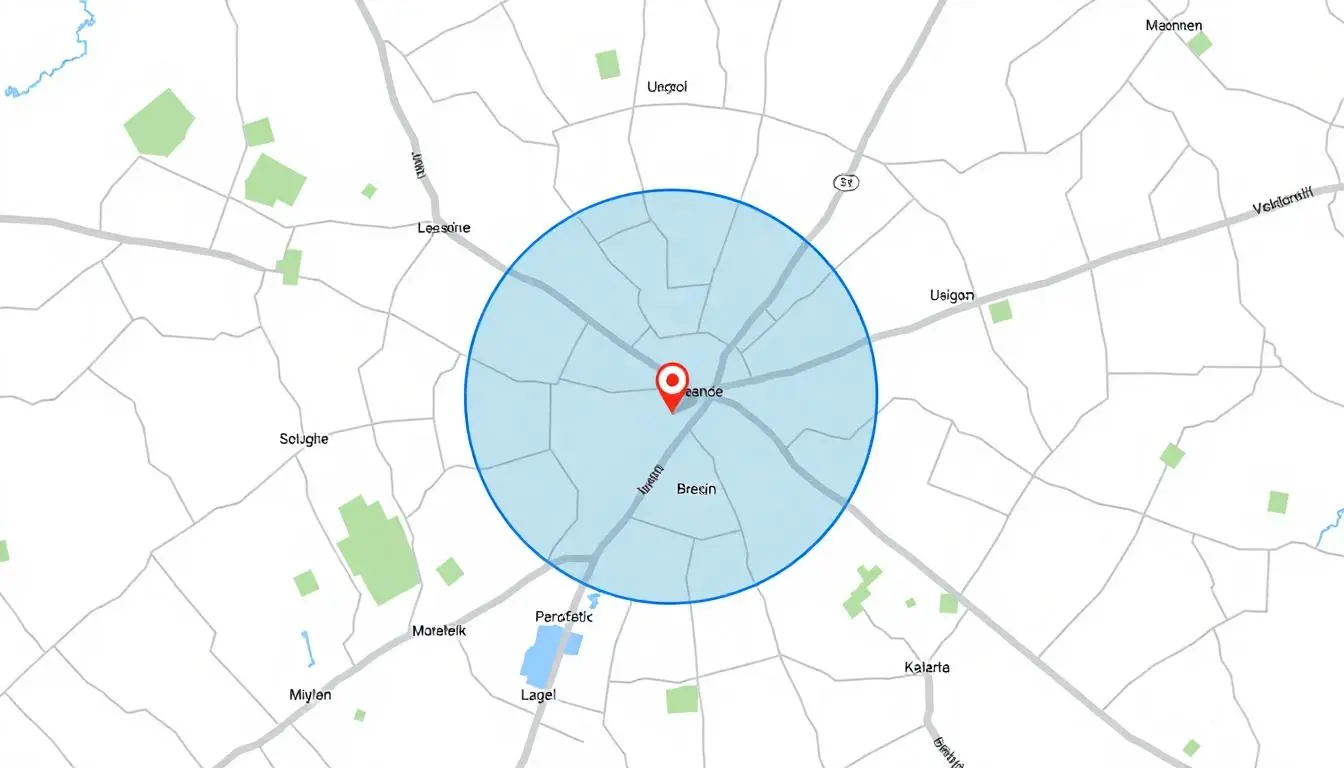 A depiction of a service area map.