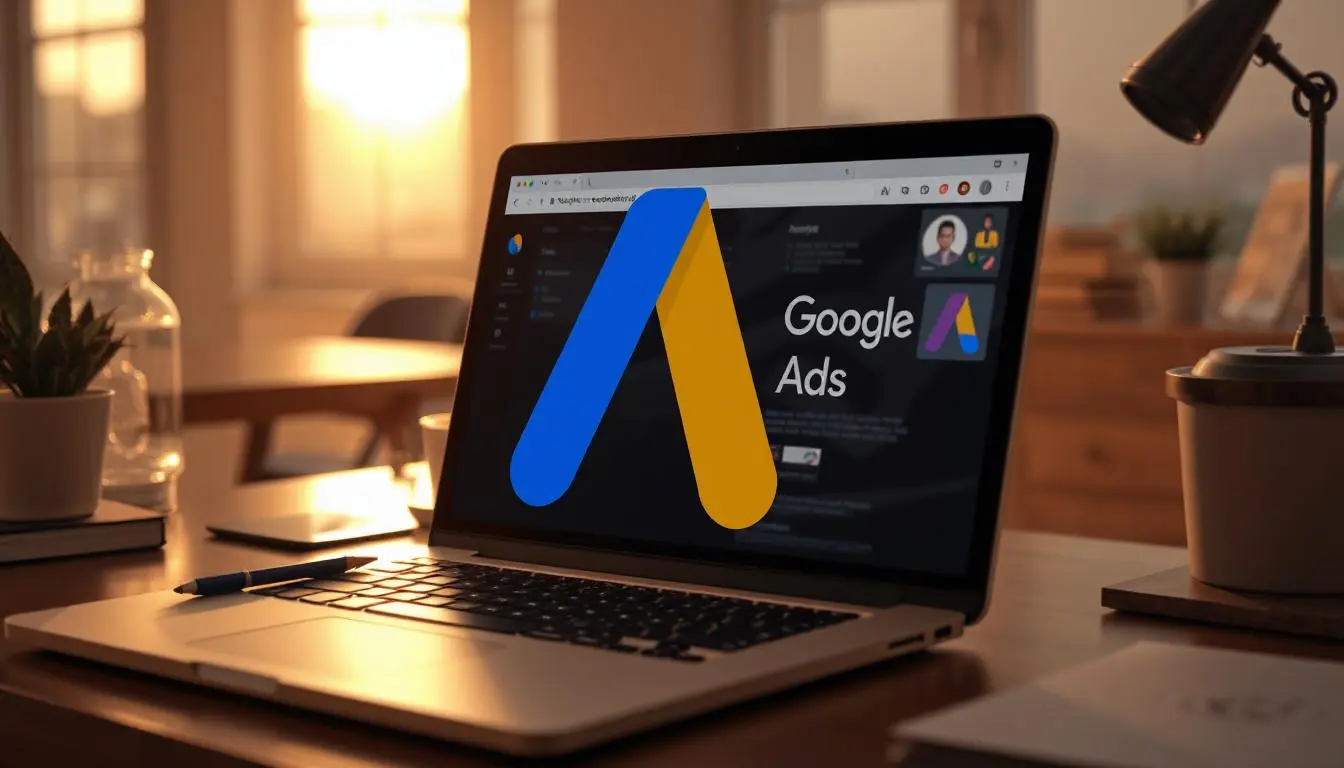 Google Ads logo showing on a laptop