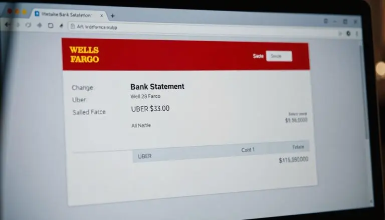 An unknown charge for UBER on someone's Wells Fargo bank statement - depiction