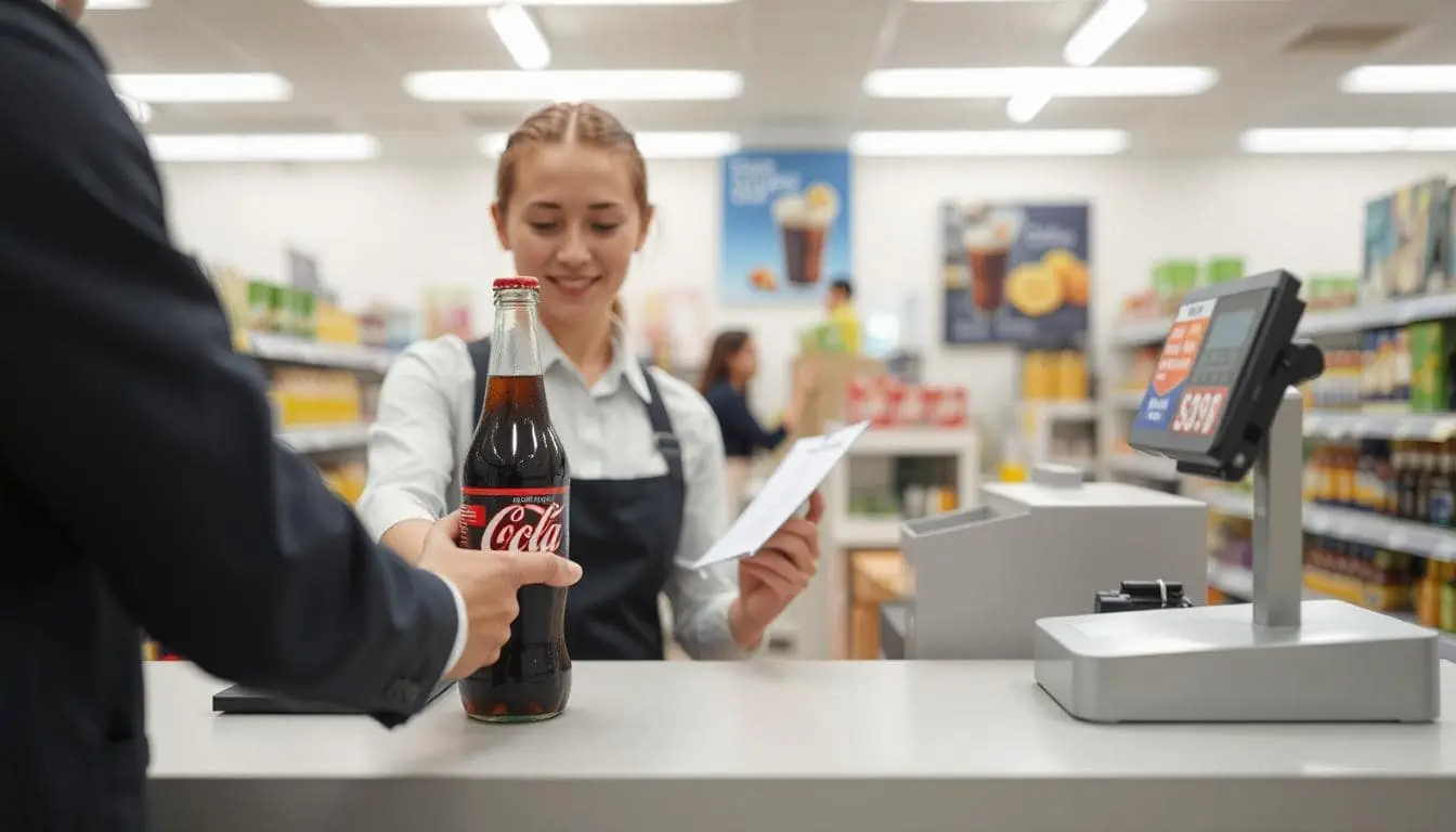 Checkout scanning a generic soda.