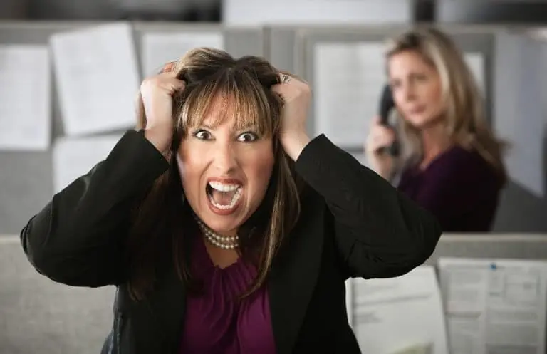 Upset woman pulling her hair