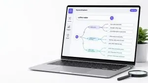 Keyword tool showing on a laptop screen.