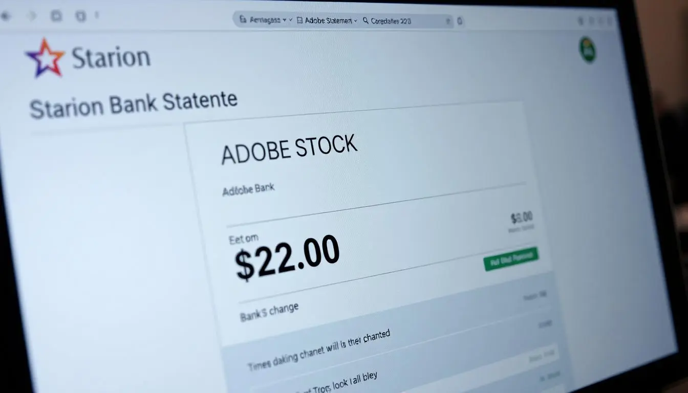 A charge for Adobe Stock appearing on someone's online back statement - depiction