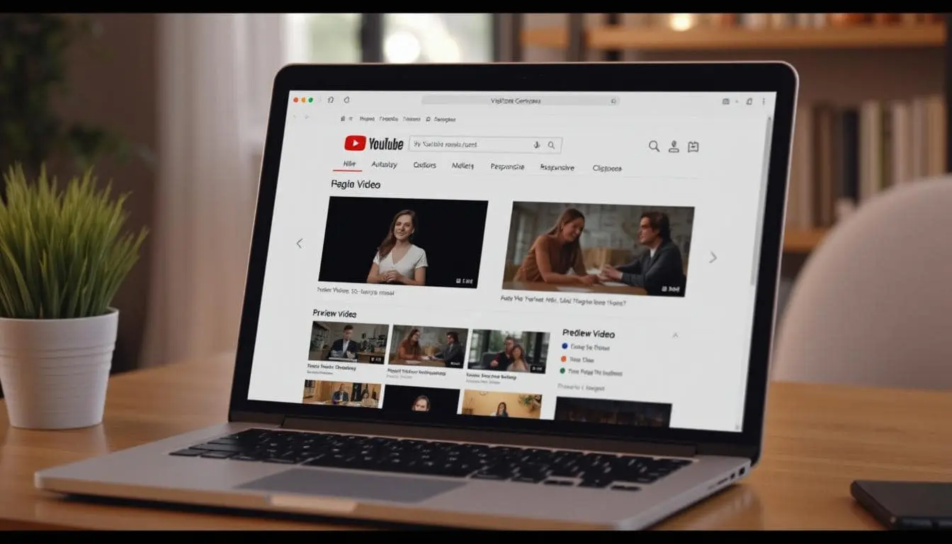 A webpage showing a YouTube URL input box, customization options like checkboxes (autoplay, mute, responsive), and a preview video. Clean interface, clipboard icon, and embed code display below.