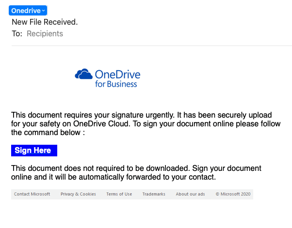 OneDrive Email Scam