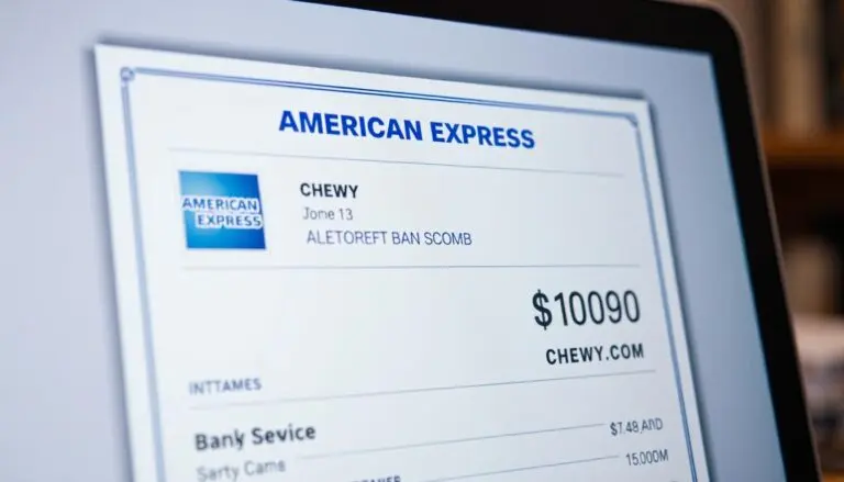 A charge for Chewy.com on someone's AMEX card - shown on a screen
