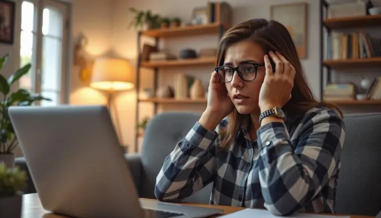 A woman looking confused when looking at her laptop