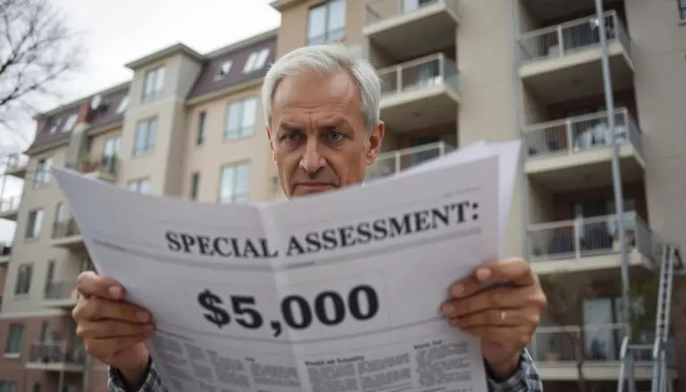 A man finding out about a special assessment at his condo.