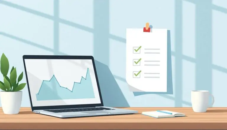 Improve SEO Checklist posted next to a laptop