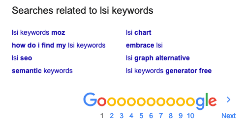 LSI keywords example