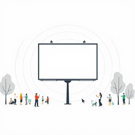Billboard sending out broad reach waves to people, illustrating that impressions drive attention more than clicks.
