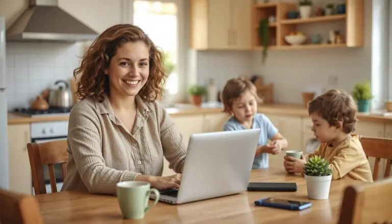 A mom, at home, doing affiliate marketing