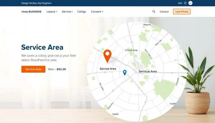 A service area map on a website.