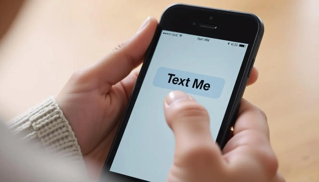 Someone tapping a "Text Me" button on a web page on their phone.