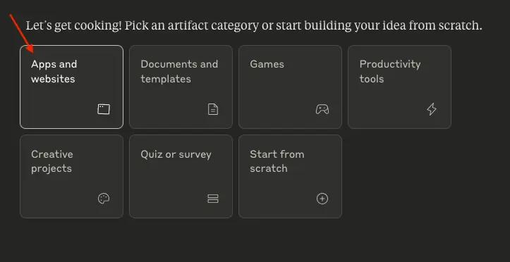 Choose the website type of artifact.