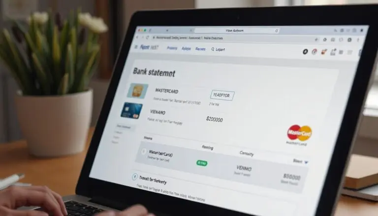 A charge from VENMO showing up on an online credit card statement on a computer