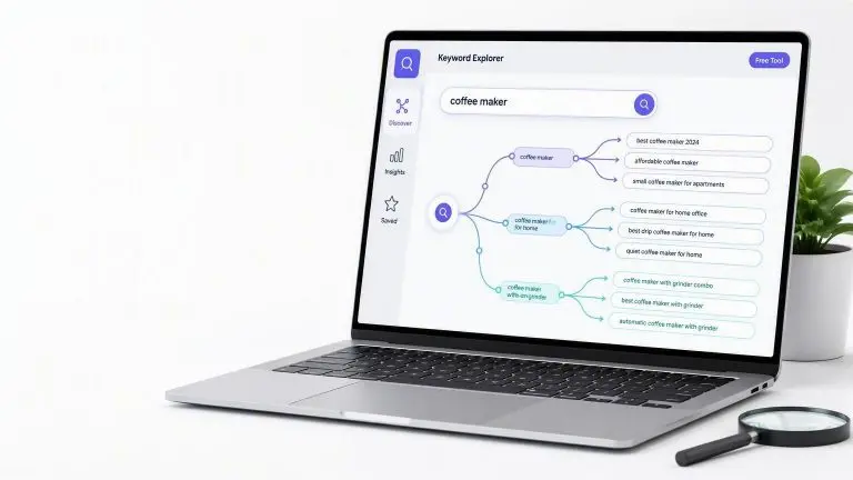 Keyword tool showing on a laptop screen.