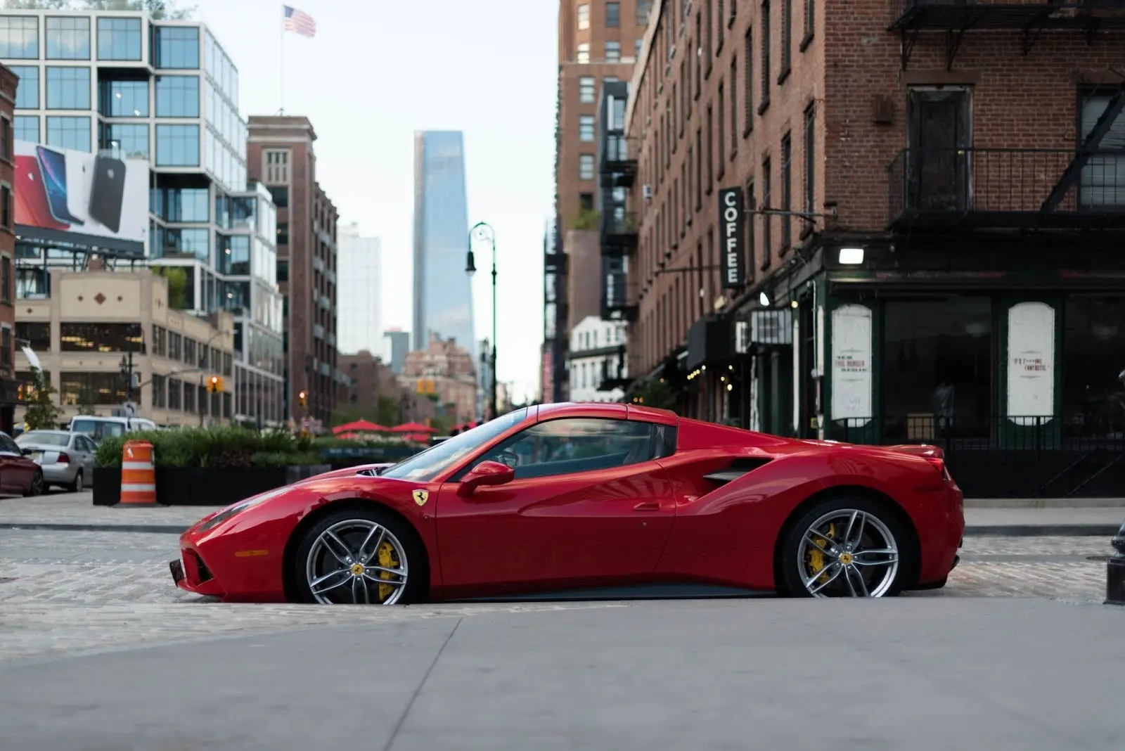 European car parked in a city