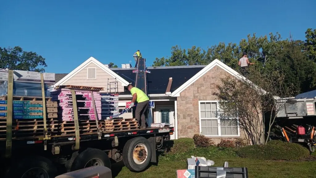 Materials on truck trailer