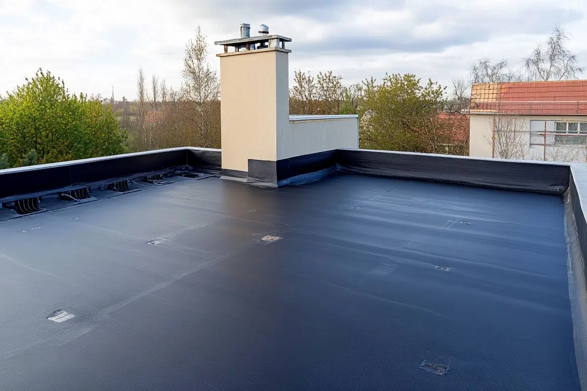Quality EPDM roofing membrane on flat rooftop