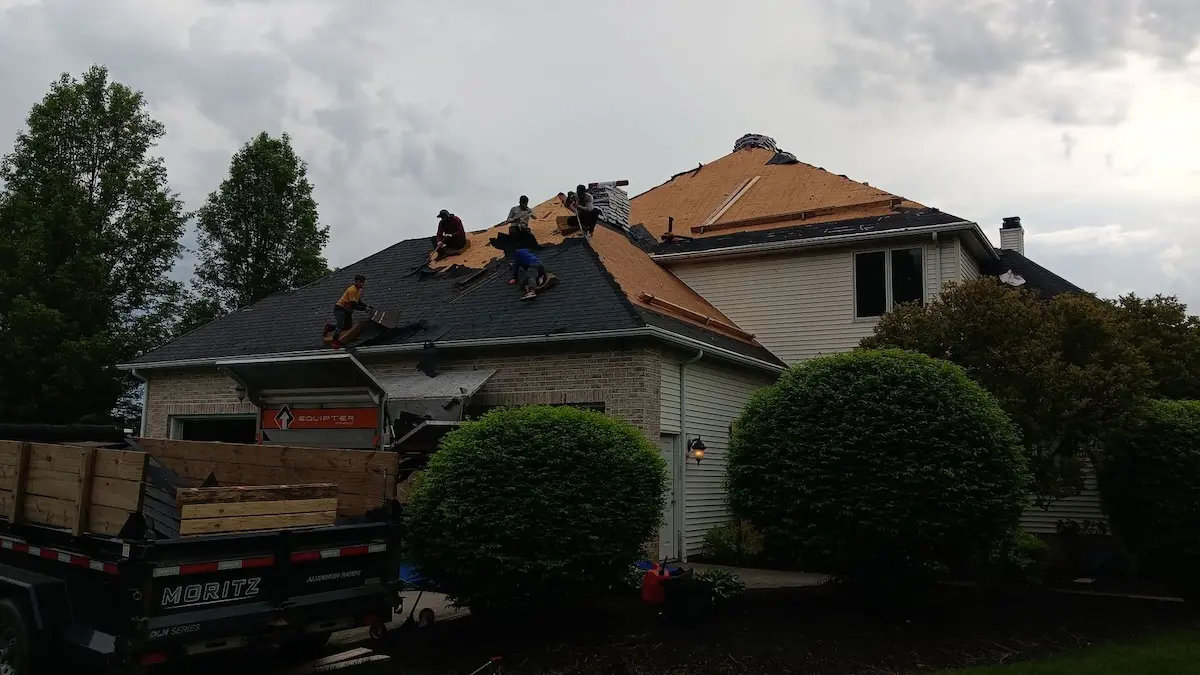 Storm repair in progress emergency repairs