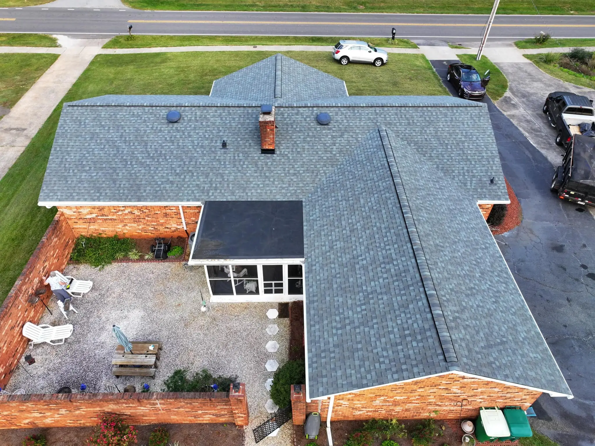 aerial view of asphalt roof barkley jensen cary