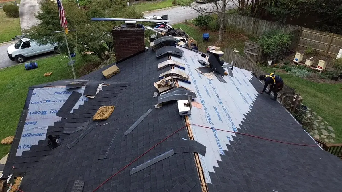 best roofing companies in wake forest nc shingles on top of roof replacement job