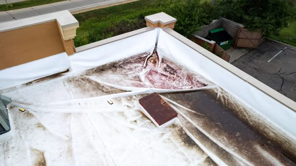 TPO roof damaged after storm
