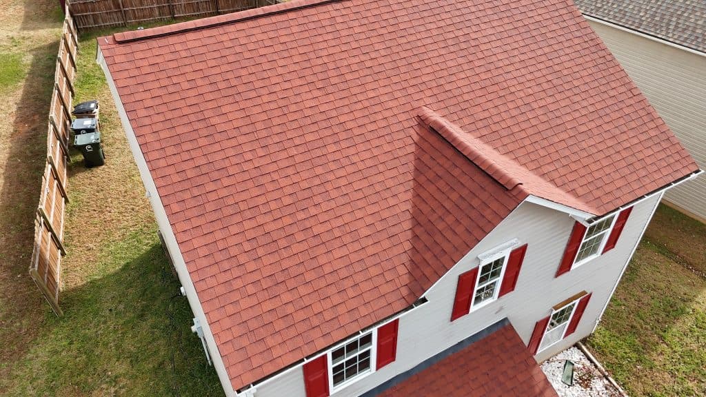 orange shingles roof