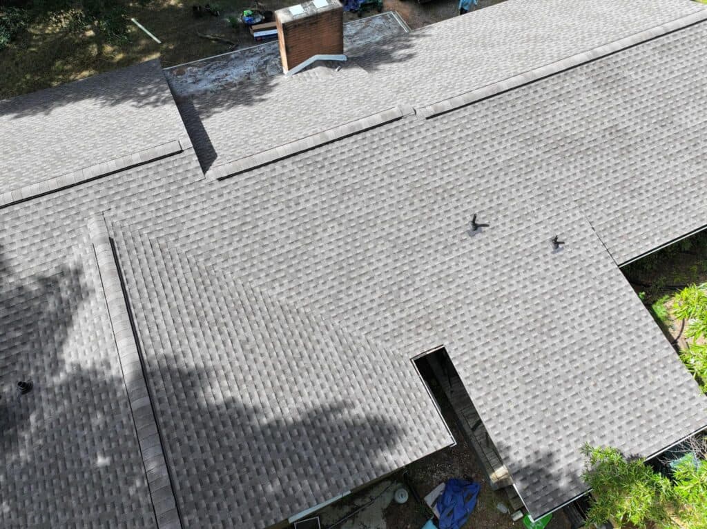 aerial view of roofing raleigh