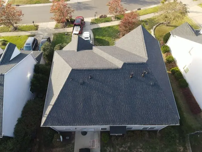 aerial view of shingles house