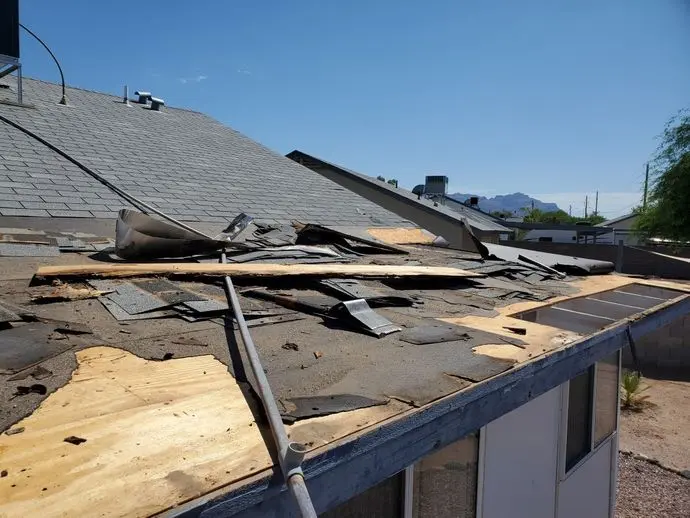 shingles removed from roof