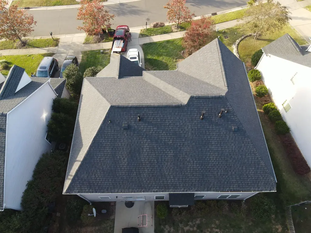 aerial view of shingles house