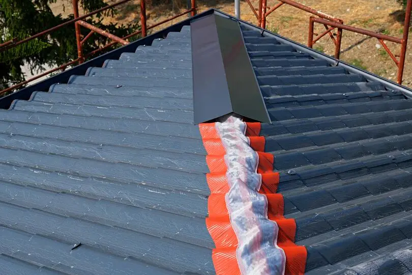 blue metal ridge installation