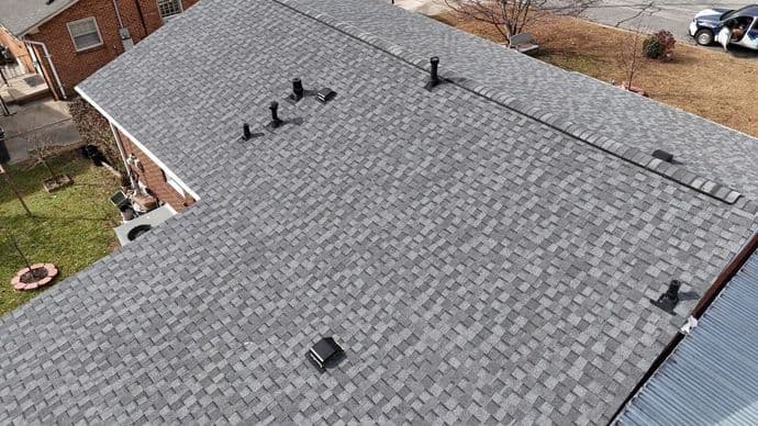 roofing companies in knightdale nc cenital view charcoal roof asphalt by Barkley-Jensen Roofing