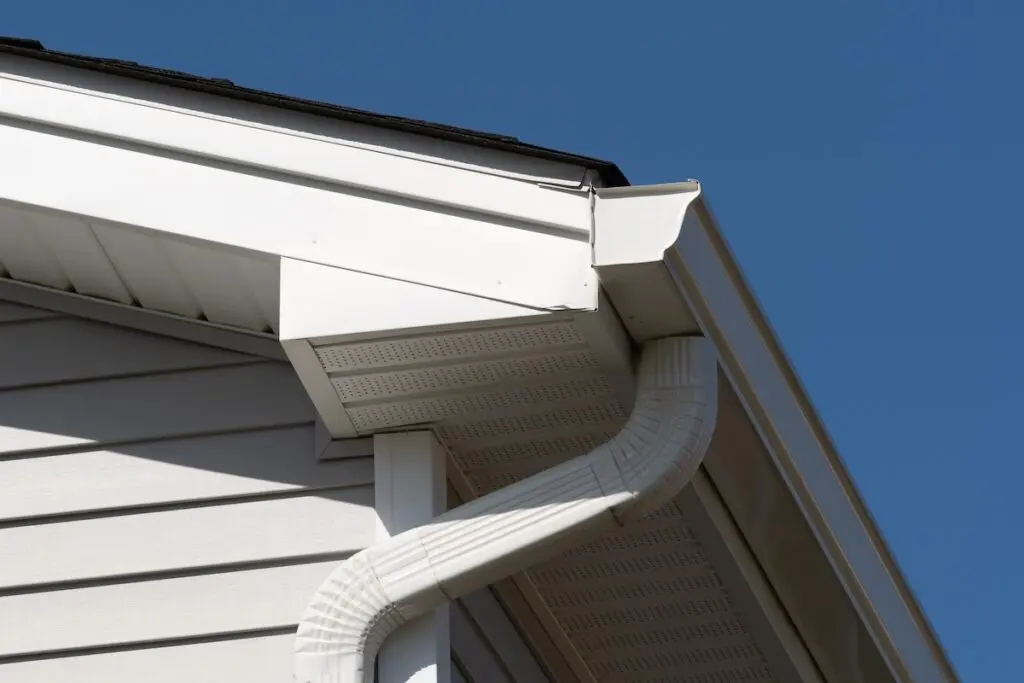 colonial white gutter guard system, fascia, drip edge, soffit providing ventilation to the attic what is fascia on a house. fascia board replacement cost