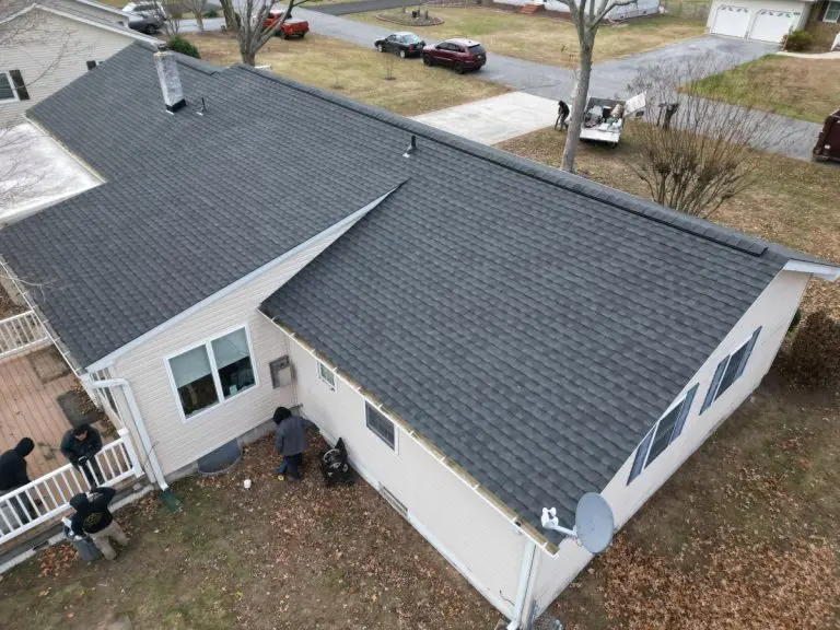 A newly installed shingle roof