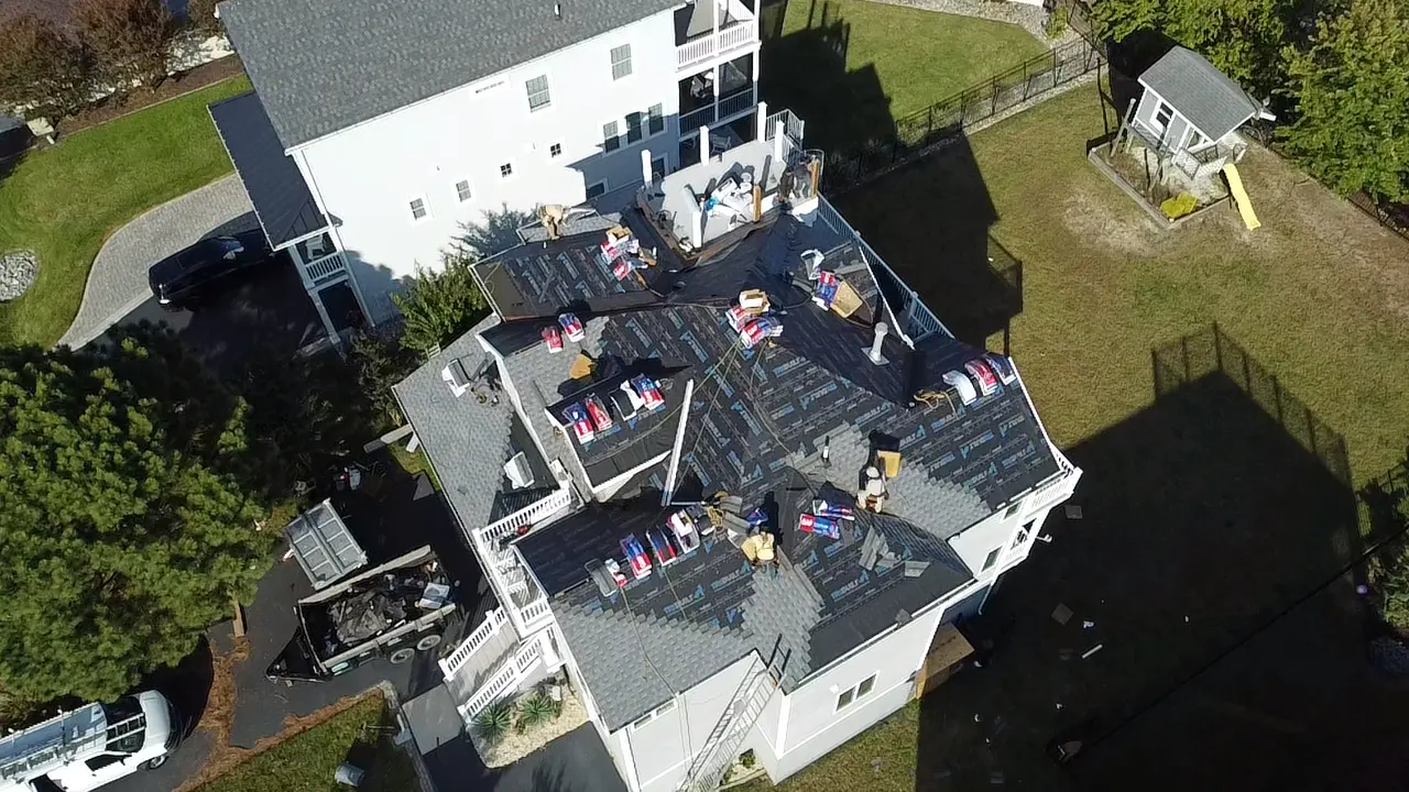 Roof replacement in progress
