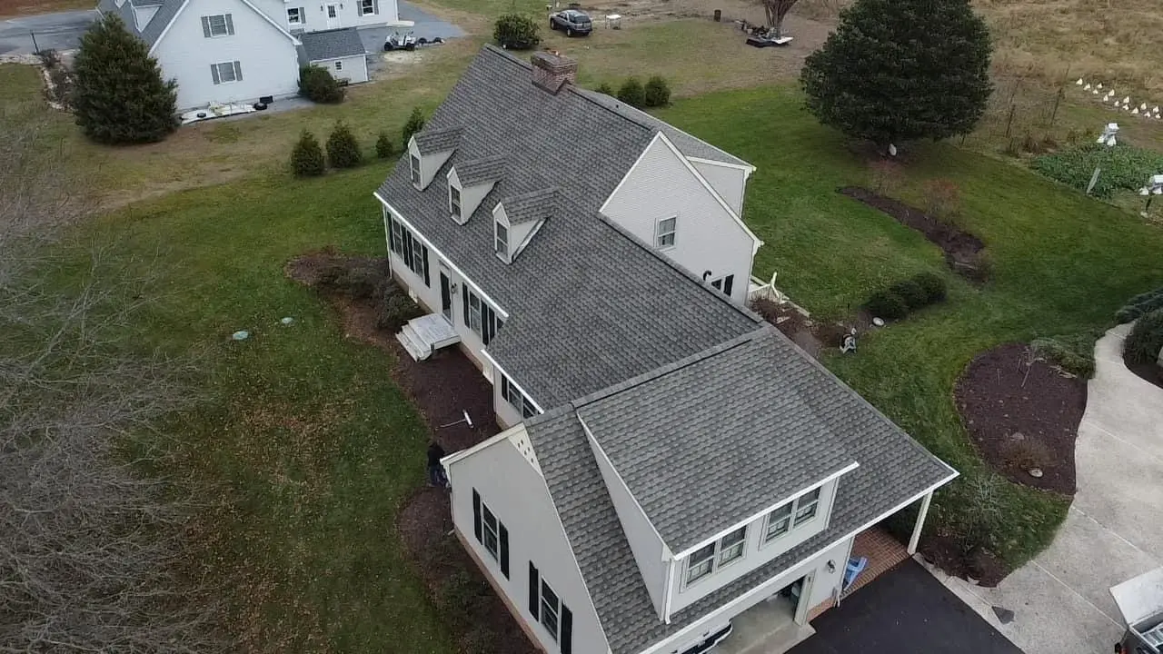 Light grey shingle roof, newly installed