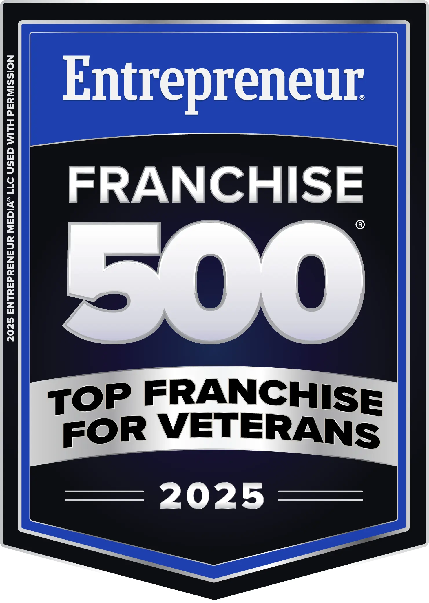 Entrepreneur Franchise 500 Top Franchise for Veterans 2025 badge