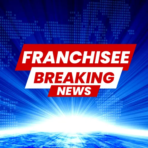 Franchisee Breaking News banner graphic in red, white and blue