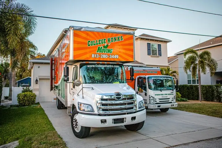 Branded College Hunks moving and junk removal trucks, the truck space a pricing sheet sells by