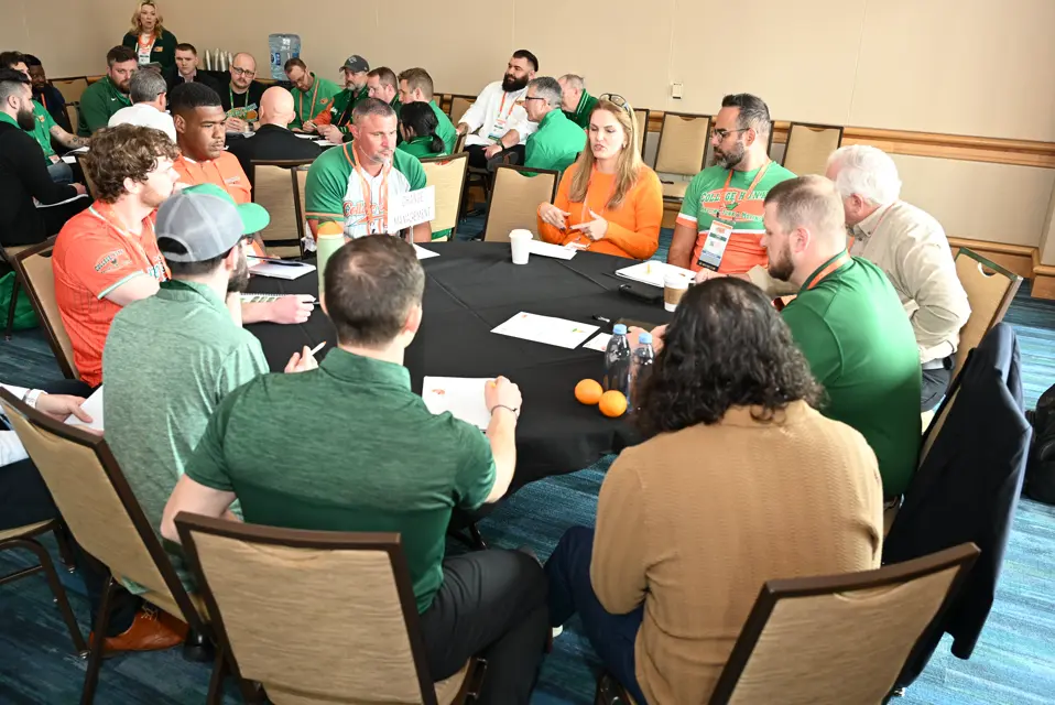 Franchise owners working through a roundtable session at the reunion