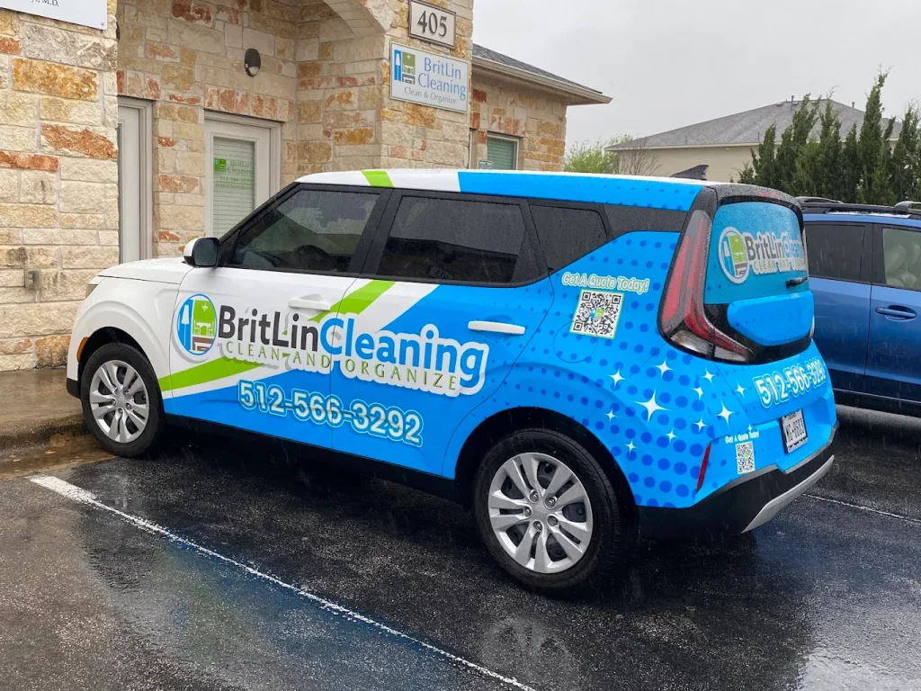 Cleaning vehicle outside BritLin headquarters