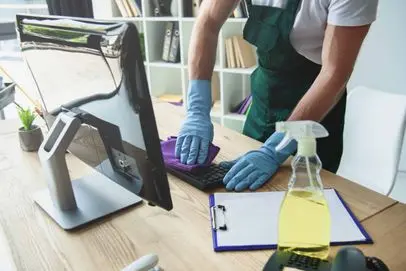Commercial cleaner cleaning keyword in office