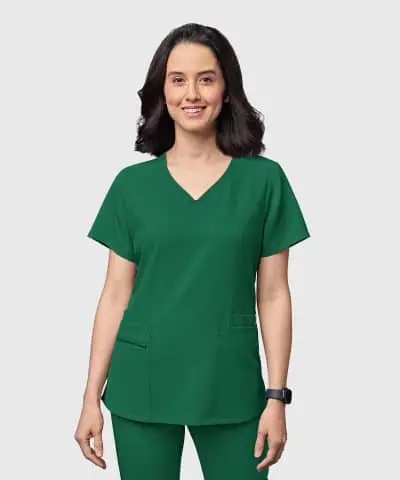 Women's Curved V-Neck 5 Pocket Scrub Top | 6322