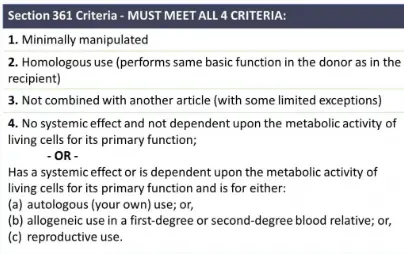 FDA Criteria 361 FDA Criteria 361